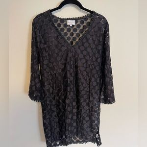 Mud pie Pom Pom fringe Black coverup